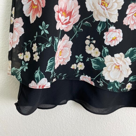Torrid 0 Size 12 Floral Chiffon Layered Look Tank Top Sleeveless Shirt - Picture 4 of 7